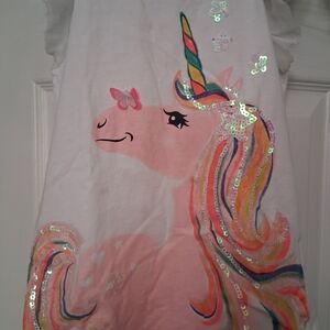 Cynthia Rowley White Unicorn Tee with Pink and Rainbow Accents
